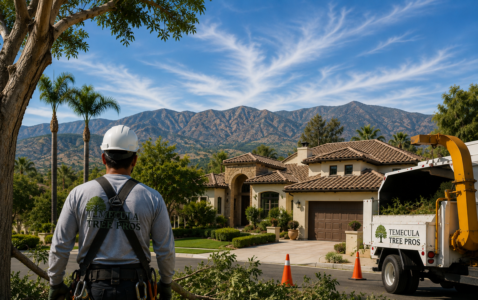 Temecula Tree Pros arborist crew working at a Temecula home